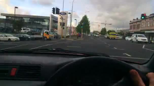 Auckland Apr 2016 Timelapse Steering Wheel Point View Driving Auckland — Stock Video