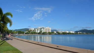 Panoramic landscape view of Cairns waterfront skyline clipart