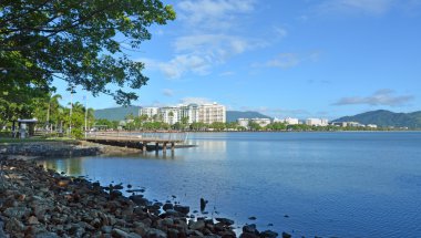 Landscape view of Cairns waterfront skyline 