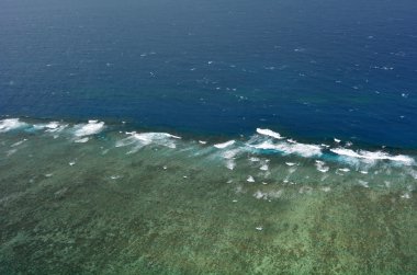Aerial view of Moore coral reefs Cairns - Great Barrier Reef Que