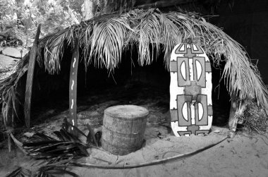 Traditional hut of Native Australian from the Yirrganydji Aborig