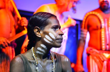 Yirrganydji Aboriginal woman and men in Queensland Australia