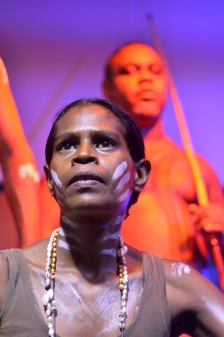 Yirrganydji Aboriginal woman and men in Queensland Australia