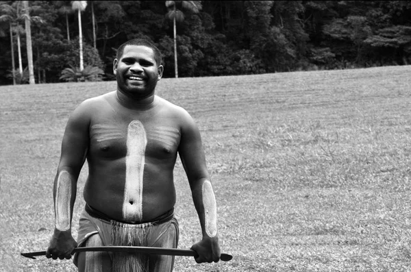 Yirrganydji guerriero aborigeno sorriso — Foto Stock