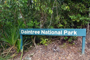 Daintree Milli Parkı işaret Queensland Avustralya