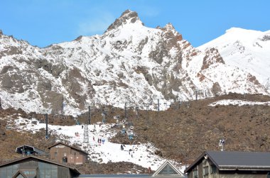 Whakapapa skifield Dağı Ruapehu Tongariro Ulusal Parkı'nda üzerinde