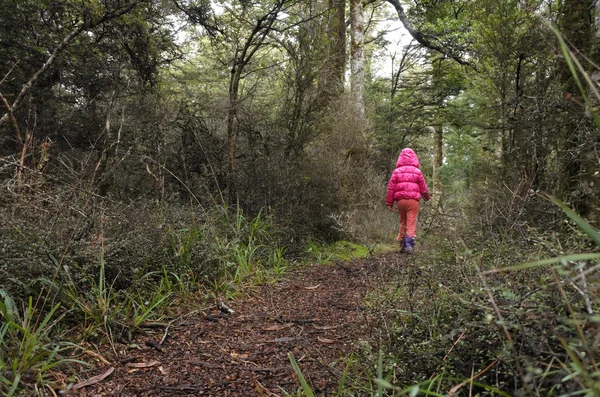 Little girl lost in a rain forest — Stock Photo, Image