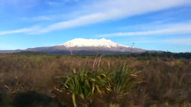 Snow cap op de top van de Mount Ruapehu — Stockvideo