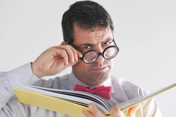 Frustrated Man Teacher Looks Camera Education Concept Real People Copy — Stock Photo, Image