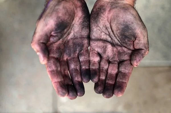 Adult Man Beggar Hands Close View — Stock Photo, Image