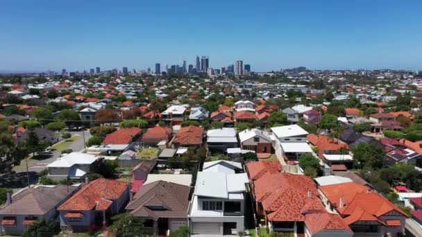 Aerial Urban Suburban Cityscape Perth Western Australia — Stock Video