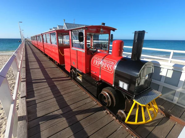 Busselton Dec 2020 Busselton Jetty Train Busselton Jetty Molo Molo — Foto Stock