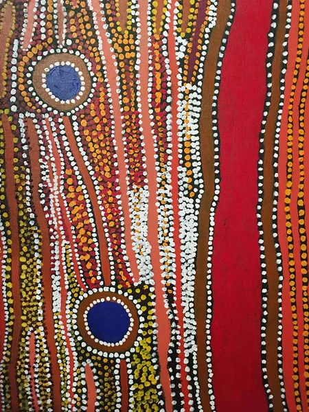 Perth Jan 2021 Inheemse Australische Kunst Dot Painting Het Een — Stockfoto