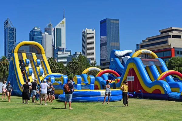 Perth Jan 2021 Coroado Australianos Celebrando Dia Austrália Dia Nacional — Fotografia de Stock