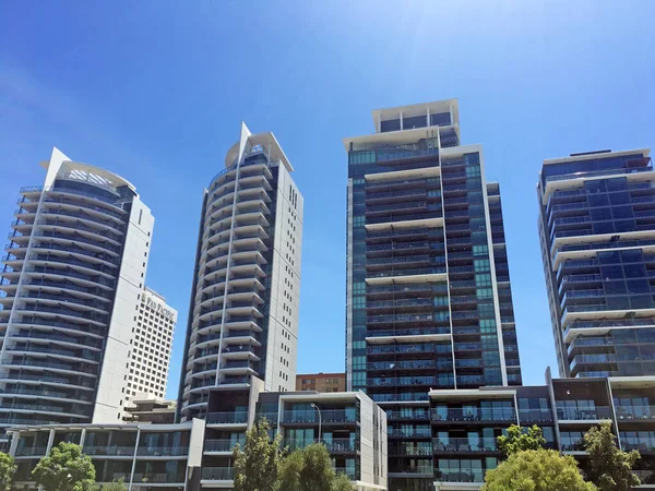 Perth Jan 2021 Lägenhet Byggnader Perth Cbd Perth Fastighetspriset Faller — Stockfoto