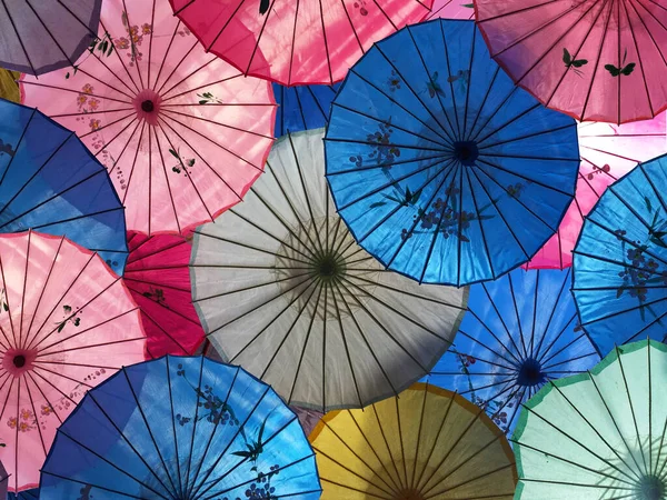 Bunte Asiatische Regenschirme Abstrakten Hintergrund Und Textur — Stockfoto