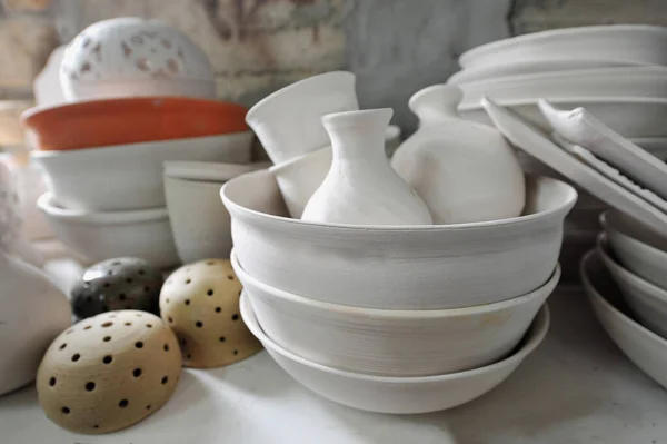 Group Vessels Other Objects Made Out Clay Other Ceramic Materials — Stock Photo, Image