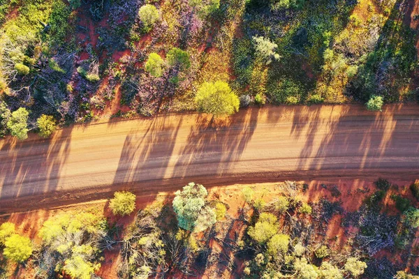 Veduta Aerea Del Paesaggio Drone Una Strada Sterrata Dell Entroterra — Foto Stock