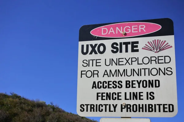 Perth Sep 2021 Warning Sign Reads Danger Uxo Unexploded Ordnance — Stock Photo, Image