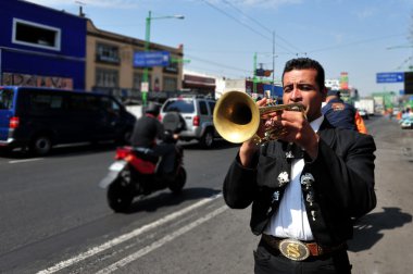 Mariachi play music in Mexico City clipart