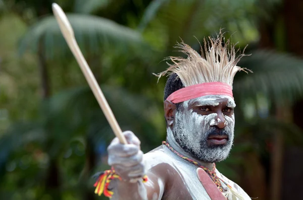 Portrait of one Yugambeh Aboriginal warrior man — Stock Photo, Image