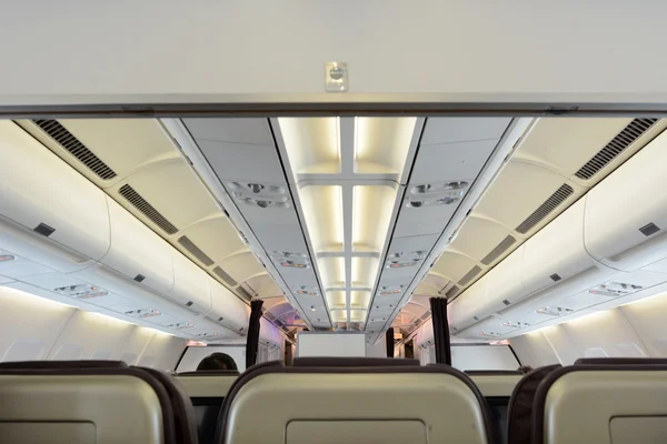 Commercial passengers airplane interior — Stock Photo, Image