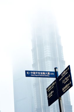 Lujiazui Shanghai bölgesinde sokak tabelası