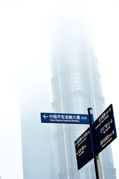 Straatnaambord Lujiazui Shanghai district — Stockfoto