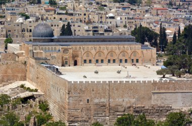 Havadan görünümü Al Aksa Camii'nin Tapınağı Kudüs, İsrail'monte
