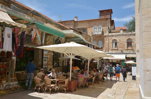 Jeruzalem Mei 2015 Tourist Café Jeruzalem Oude Stad Israël — Stockfoto