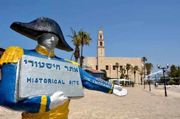 Skulptur av napoleon välkomna besökare i jaffa — Stockfoto