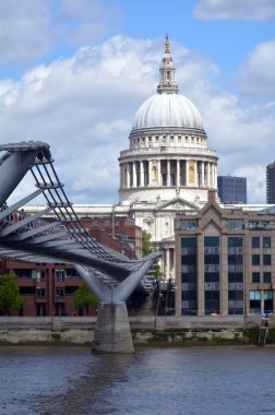 St Pauls Cathedral the and Millennium Bridge ,london UK clipart