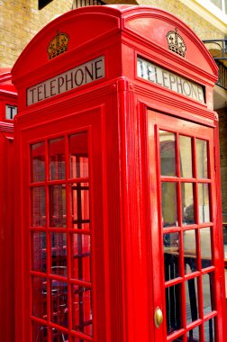 One Red telephone box in London, UK