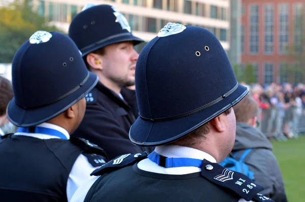 LONDON - MAY 12 2015:Metropolitan Police Service officers on guard duty in London city, UK.