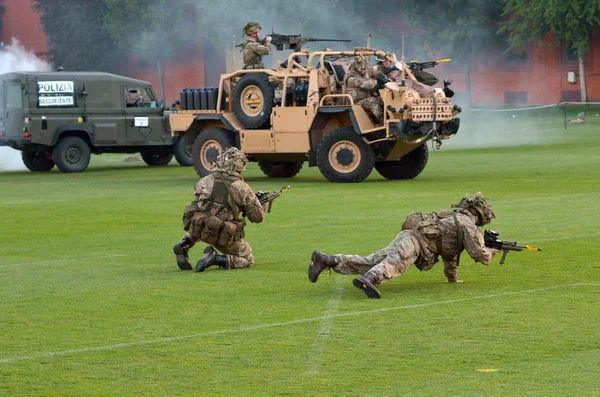 British Army force during military show — 图库照片