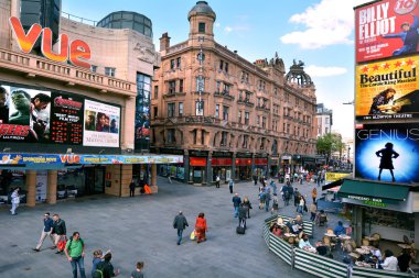 Leicester Square Londra İngiltere'de havadan görünümü