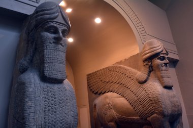 Human Headed Winged Lions and reliefs from Nimrud with the Balaw clipart