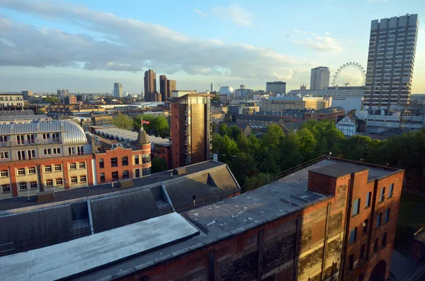 Aerial cityscape of South London and London Eye in the backgroun — 图库照片