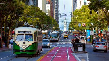 One of San Francisco's original double-ended PCC streetcars, on 