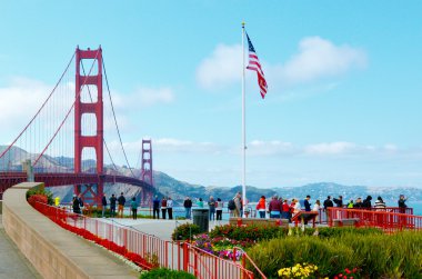 Visitors at Golden Gate Bridge in San Francisco - CA
