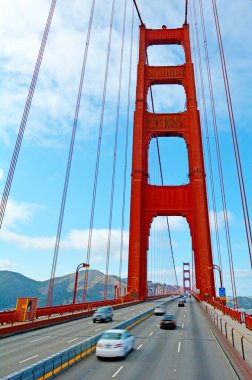 Traffic over the Golden Gate Bridge in San Francisco, CA