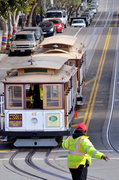 Conductores y trabajadores del teleférico de la línea Powell-Hyde en San Francisco — Foto de Stock