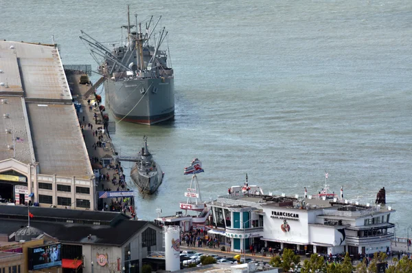 Aerial view of Pier 45 in Fisherman Wharf San Francisco CA — Stok fotoğraf