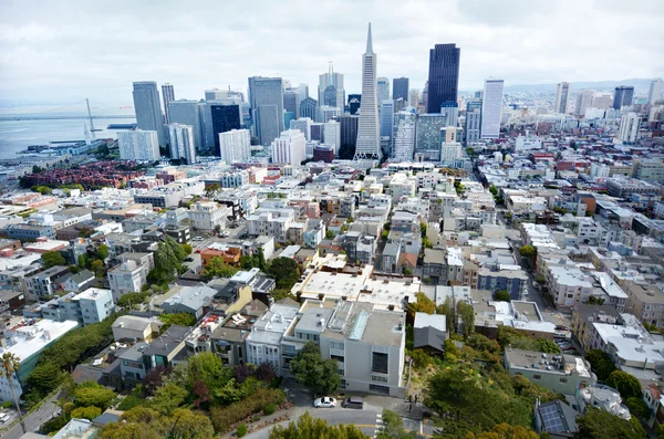Vista aérea do horizonte do centro financeiro de São Francisco - Californ — Fotografia de Stock