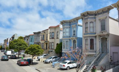 Row of Victorian Italianate houses in San Francisco clipart