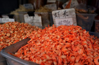 Dried praws at market in Chinatow
