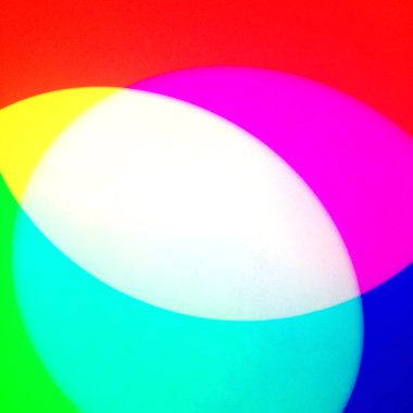 RGB colours on a white wall