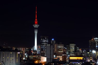 Aerial urban view of Auckland financial center skyline CBD at ni