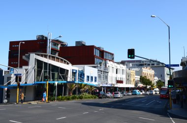 Traffic on K Road in Auckland, New Zealand.