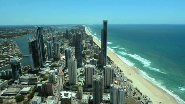 Gold Coast Avustralya 01 Surfers Paradise Cbd Günü Havadan görünümü — Stok video